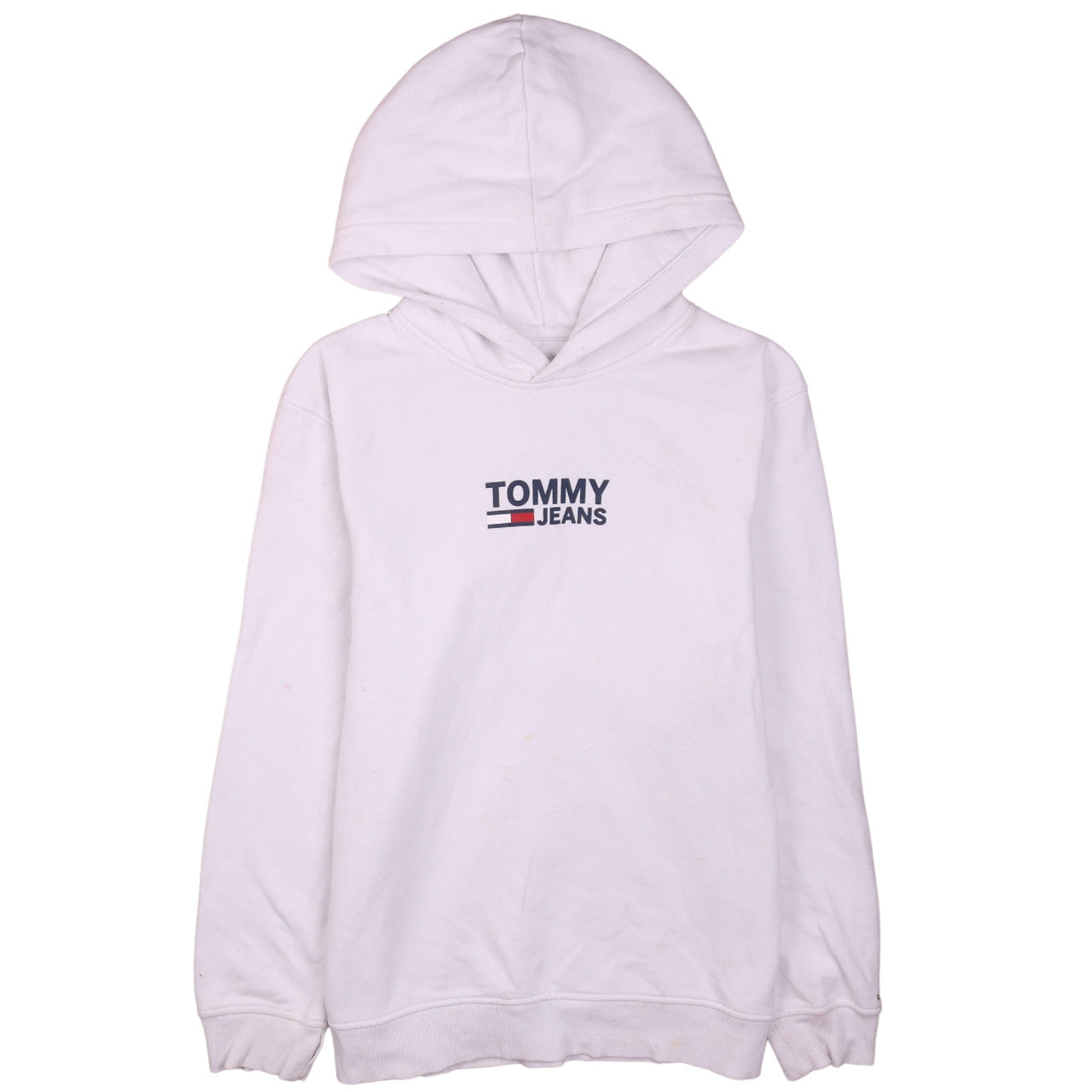 Tommy Jeans Men's White Pullover Hoodie M Logo Cotton Sweatshirt