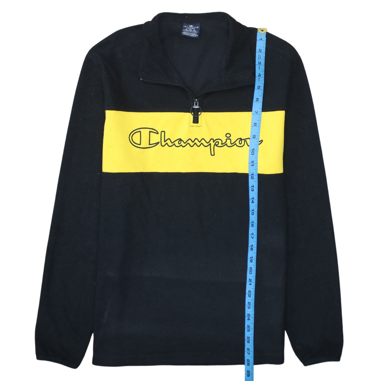 Champion Men’s Black Yellow 1/2 Zip Sweatshirt Fleece L