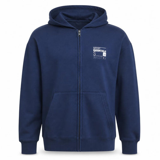 Adidas Men’s Blue Sport Essentials Full Zip Hoodie Size S