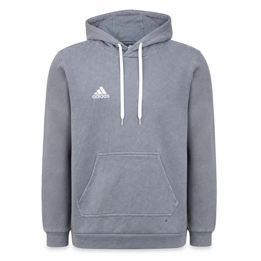adidas Men Grey Small Pullover Hoodie Fleece Logo Sports Sweatshirt