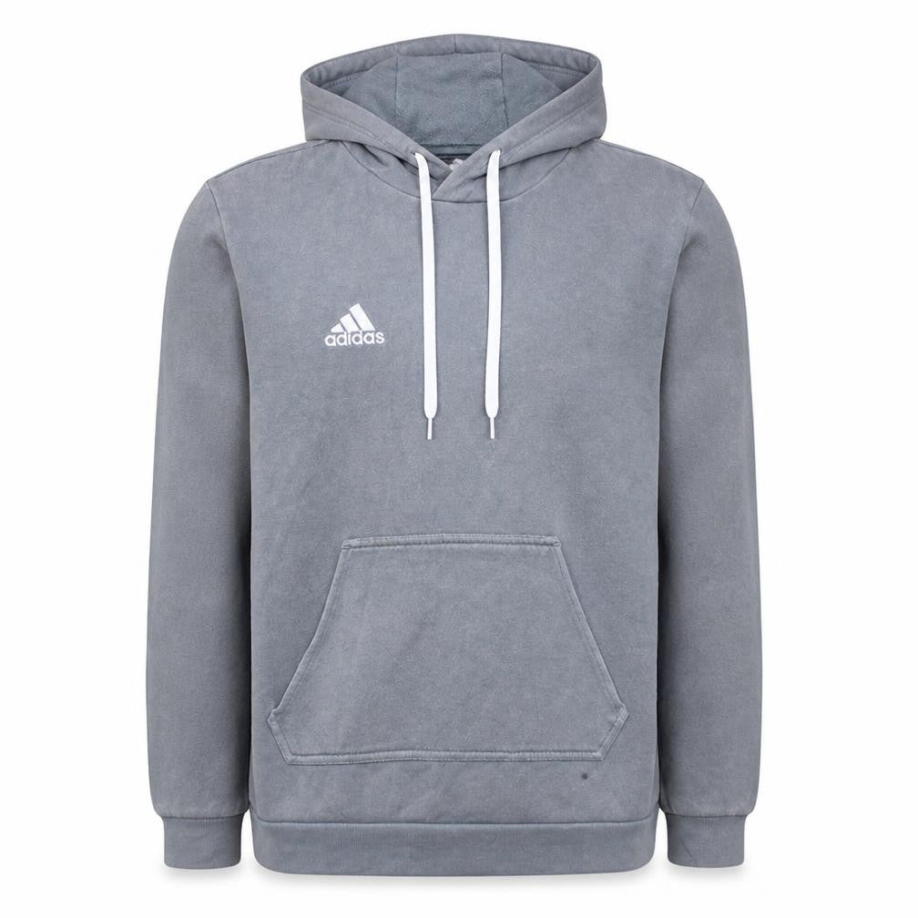 adidas Men Grey Small Pullover Hoodie Fleece Logo Sports Sweatshirt