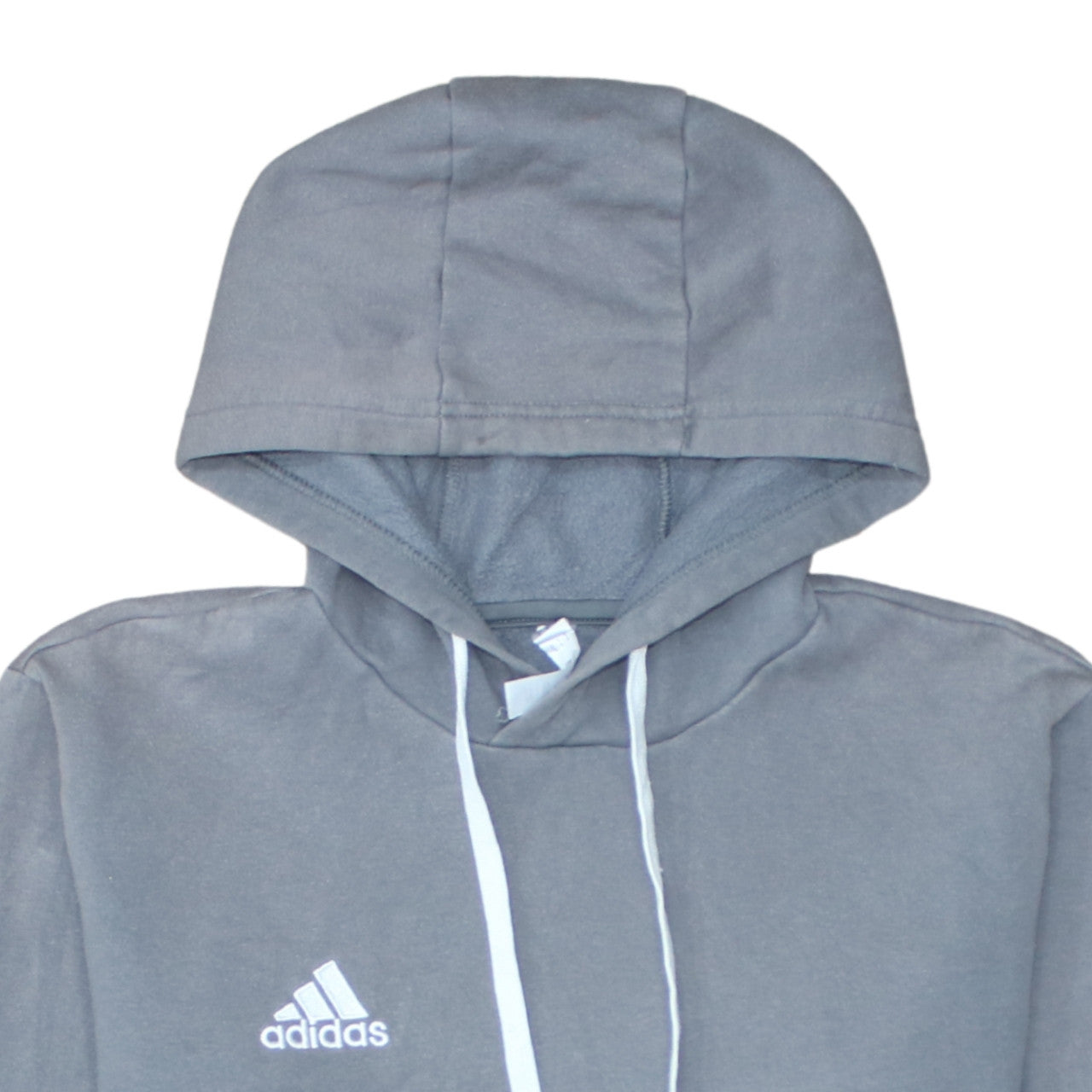 adidas Men Grey Small Pullover Hoodie Fleece Logo Sports Sweatshirt