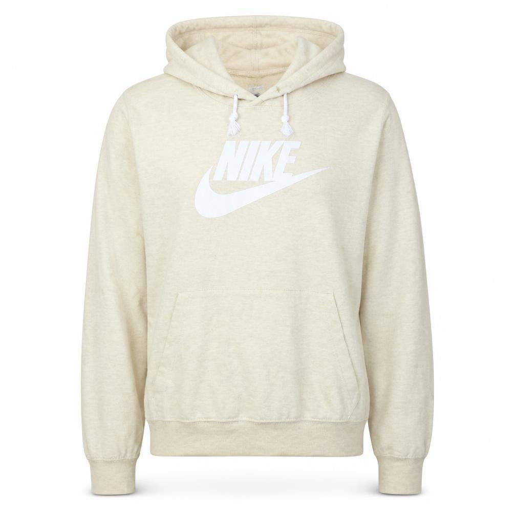 Nike Womens Beige Pullover Hoodie Small Logo Graphic Cotton Blend