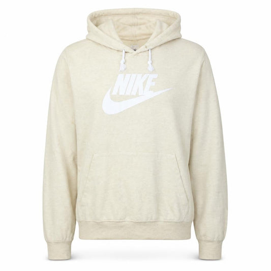Nike Womens Beige Pullover Hoodie Small Logo Graphic Cotton Blend