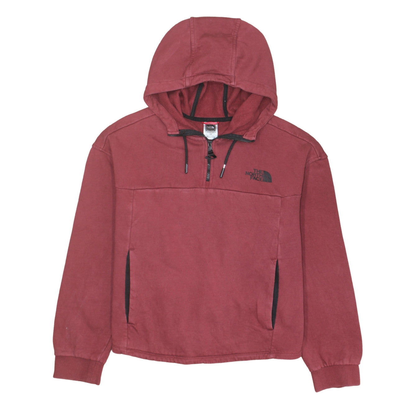 The North Face Womens Burgundy 1/4 Zip Hoodie Cotton L