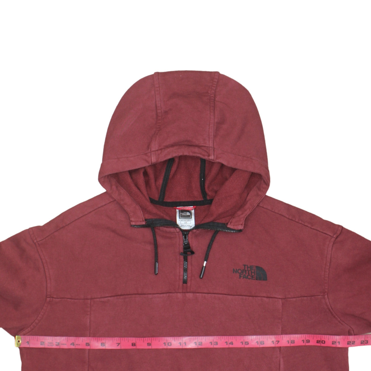 The North Face Womens Burgundy 1/4 Zip Hoodie Cotton L