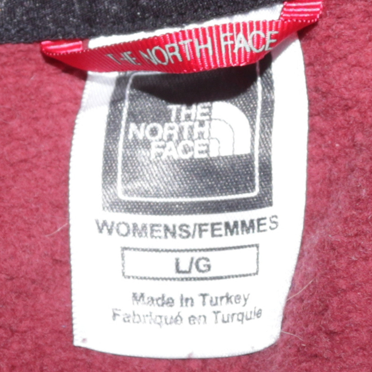The North Face Womens Burgundy 1/4 Zip Hoodie Cotton L
