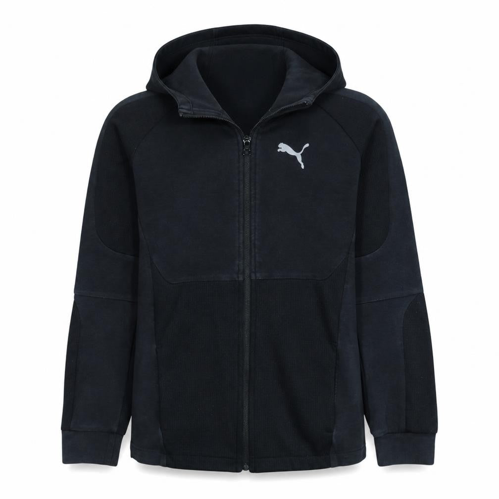 Puma Boys Black Full Zip Hoodie 13-14 Years Cotton Blend Sportswear