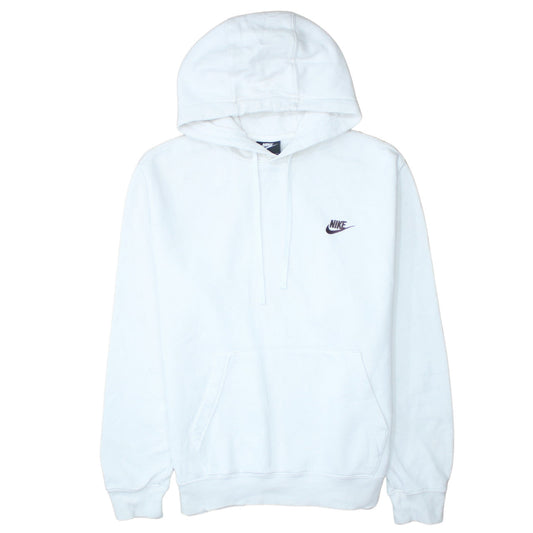 Nike Women White Pullover Hoodie M Cotton Blend Logo Casual