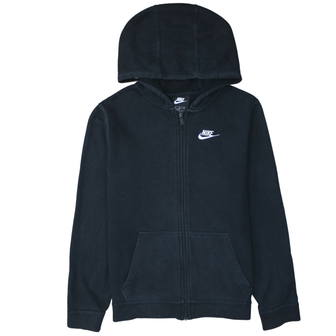 Nike Boys Black Full Zip Hoodie XL 158-170cm Fleece Lined Sweatshirt