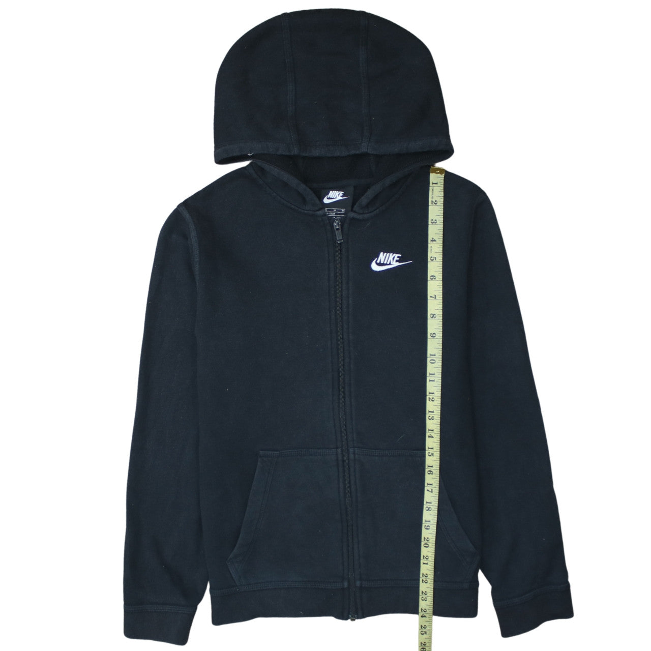 Nike Boys Black Full Zip Hoodie XL 158-170cm Fleece Lined Sweatshirt