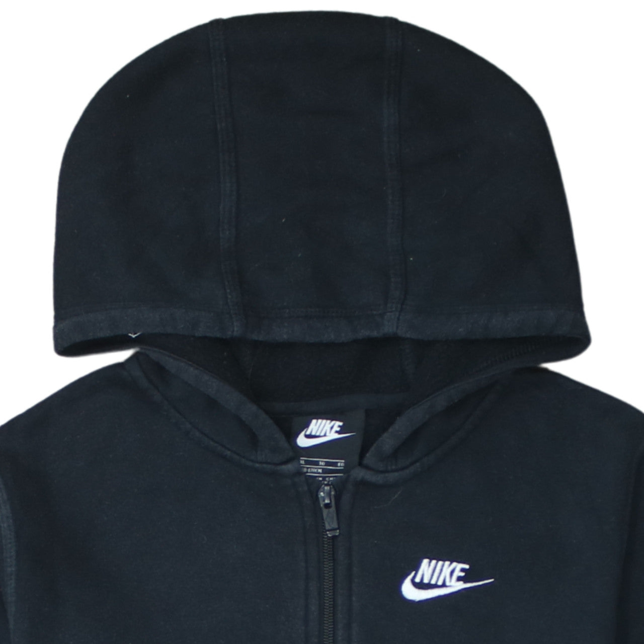Nike Boys Black Full Zip Hoodie XL 158-170cm Fleece Lined Sweatshirt