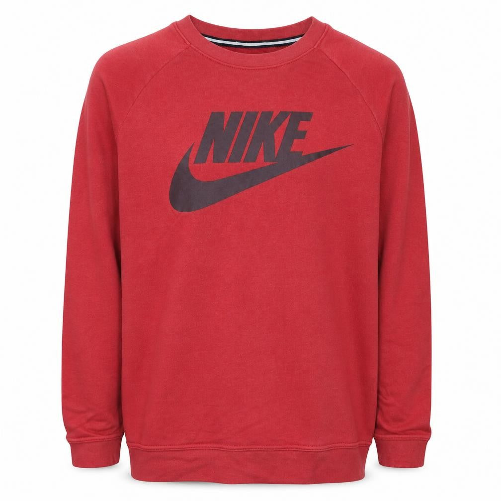 Nike Men's Red Crew Neck Graphic Logo Pullover Sweatshirt Size L