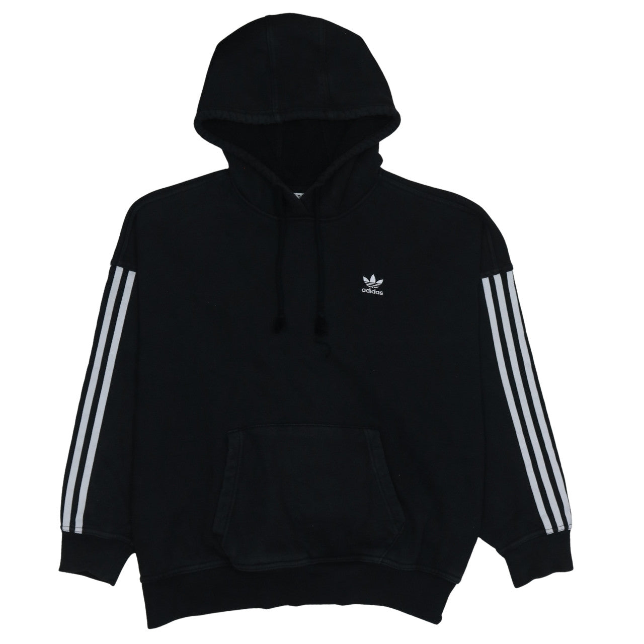 Adidas Womens Black Size 10 Pullover Hoodie with 3 Stripes Logo