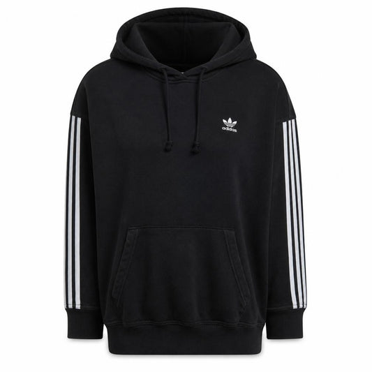 Adidas Womens Black Size 10 Pullover Hoodie with 3 Stripes Logo