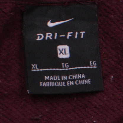 Close-up detail of Nike Women’s Burgundy Dri-Fit Sweatshirt XL Crew Neck Pullover