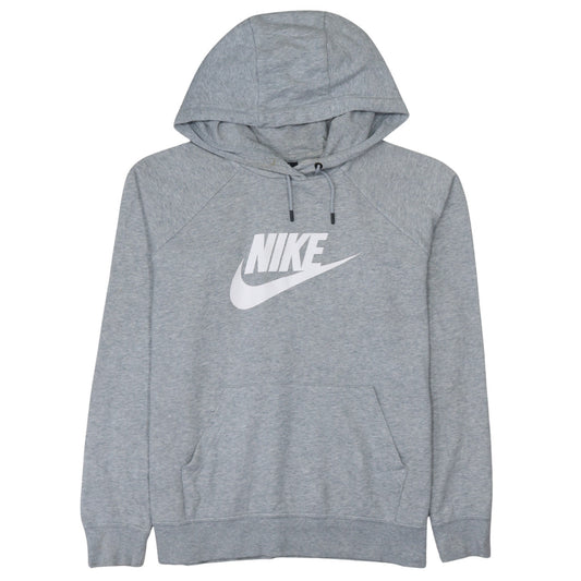 Nike Womens Grey Pullover Hoodie L Logo Fleece Sweatshirt