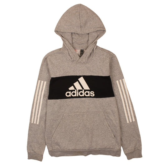 Adidas Boys Grey Pullover Hoodie XL 15-16 Years Logo Print Sportswear