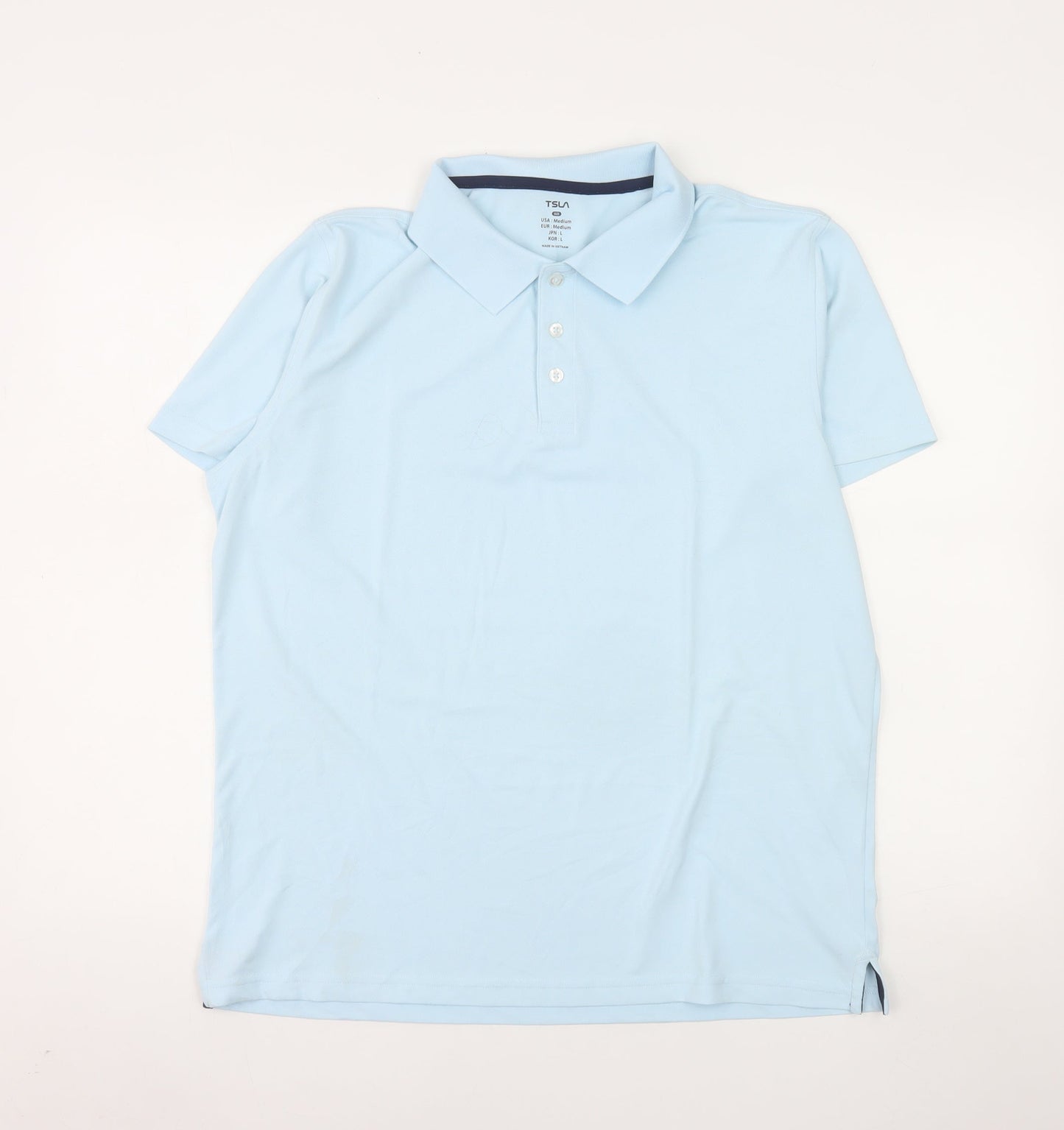 TSLA Men's Blue Short Sleeve Polyester Polo Shirt Size M