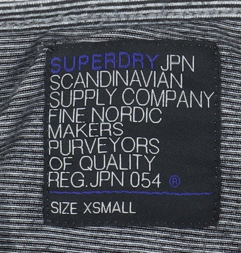 Superdry Women’s Grey Striped Long Sleeve Crew Neck T-Shirt XS