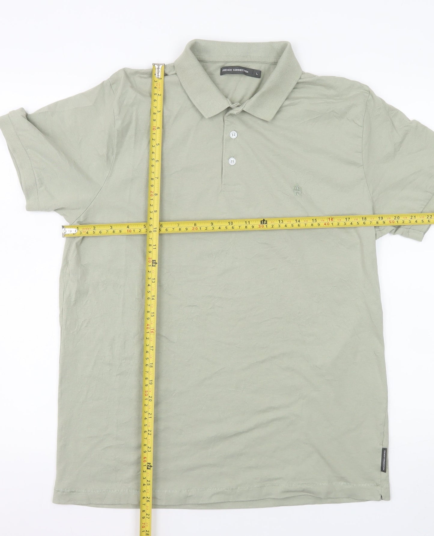 French Connection Men's Green Cotton Polo Shirt Size L