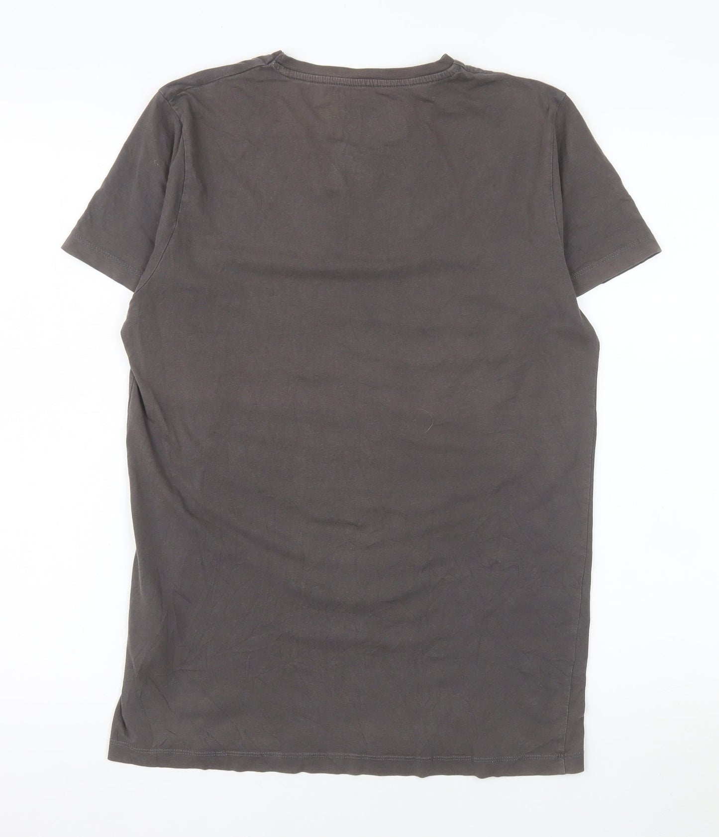 Jack & Jones Men's Grey Graphic Print Cotton T-Shirt Size M