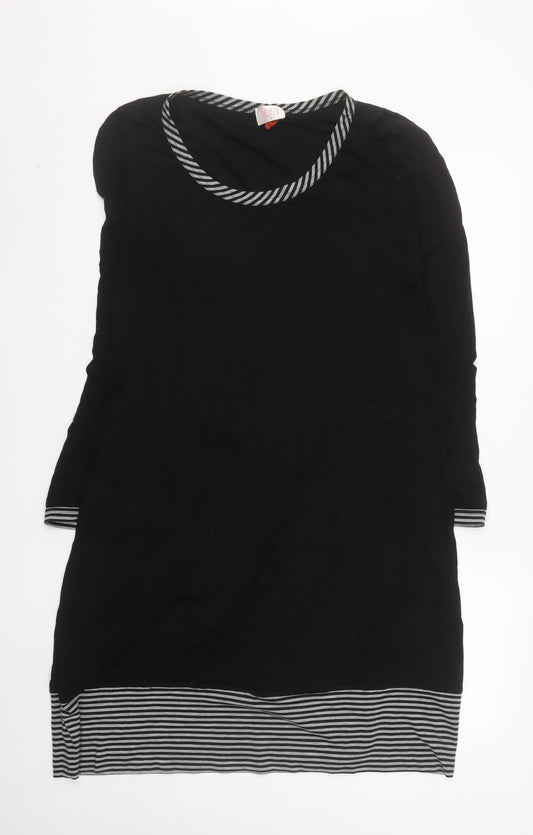Libra Women Black Size 14 Shift Dress Long Sleeve Cotton Stretch
