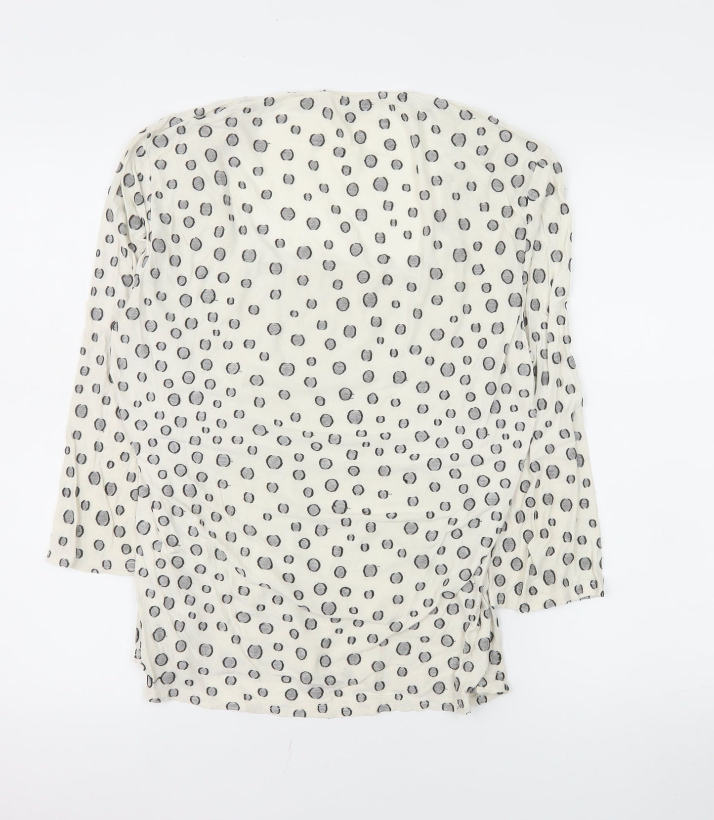 Kaliko Womens Polka Dot Long Sleeve Top Size 12 Beige Viscose Blend