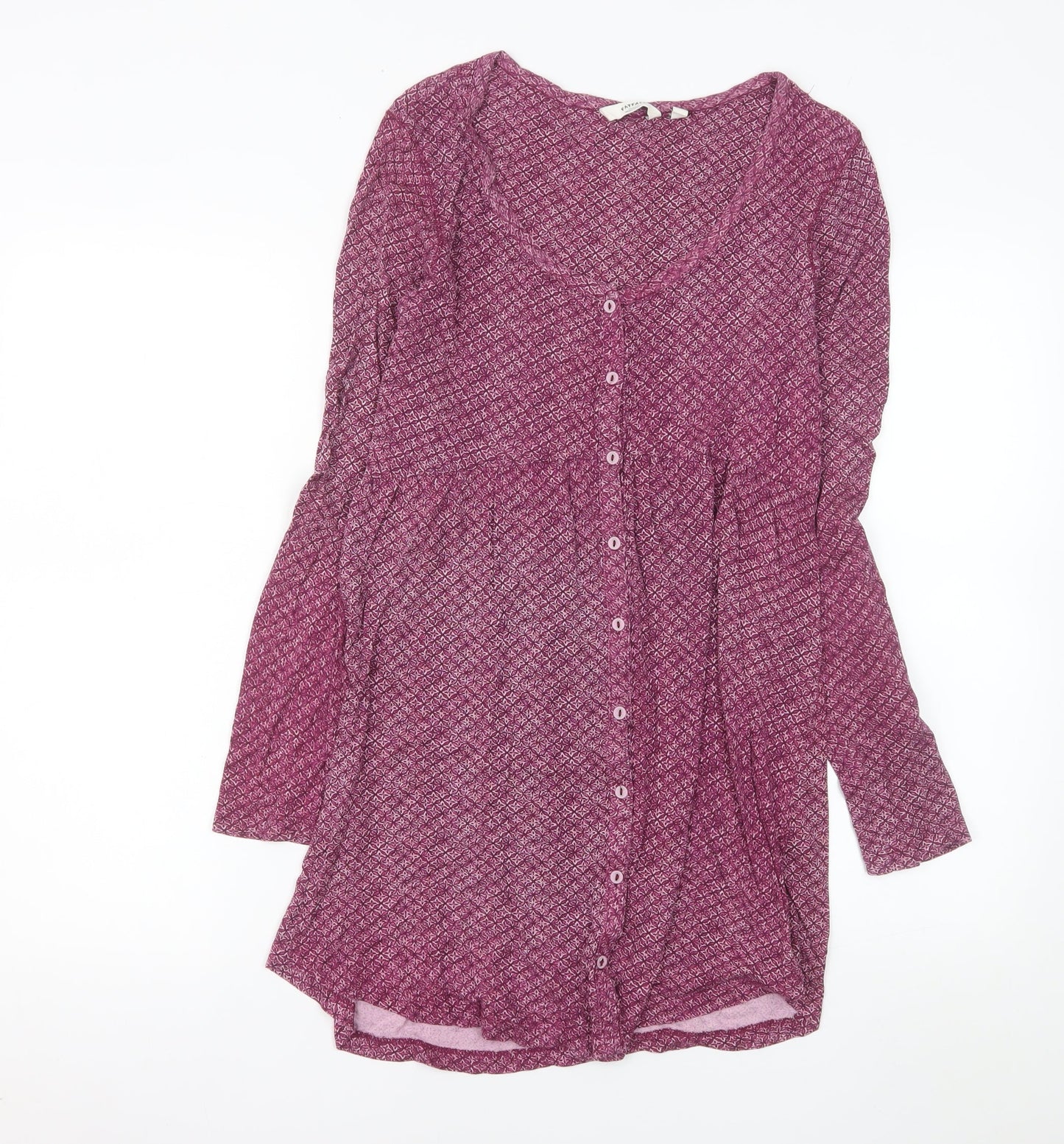 FatFace Women's Purple Geometric Long Sleeve Shirt Dress Size 10