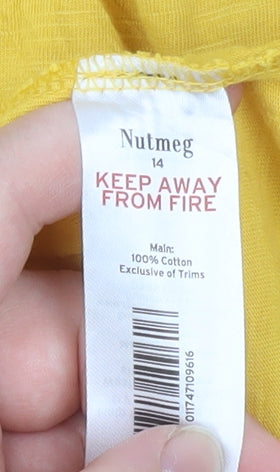 Nutmeg Women's Yellow Cotton Off Shoulder Shift Dress Size 14