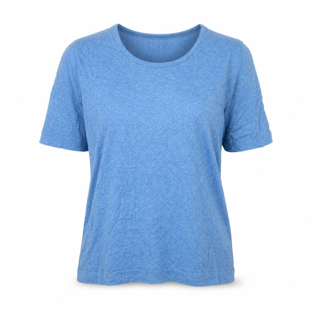 Jaeger Women's Blue 100% Cotton Short Sleeve Basic T-Shirt Medium