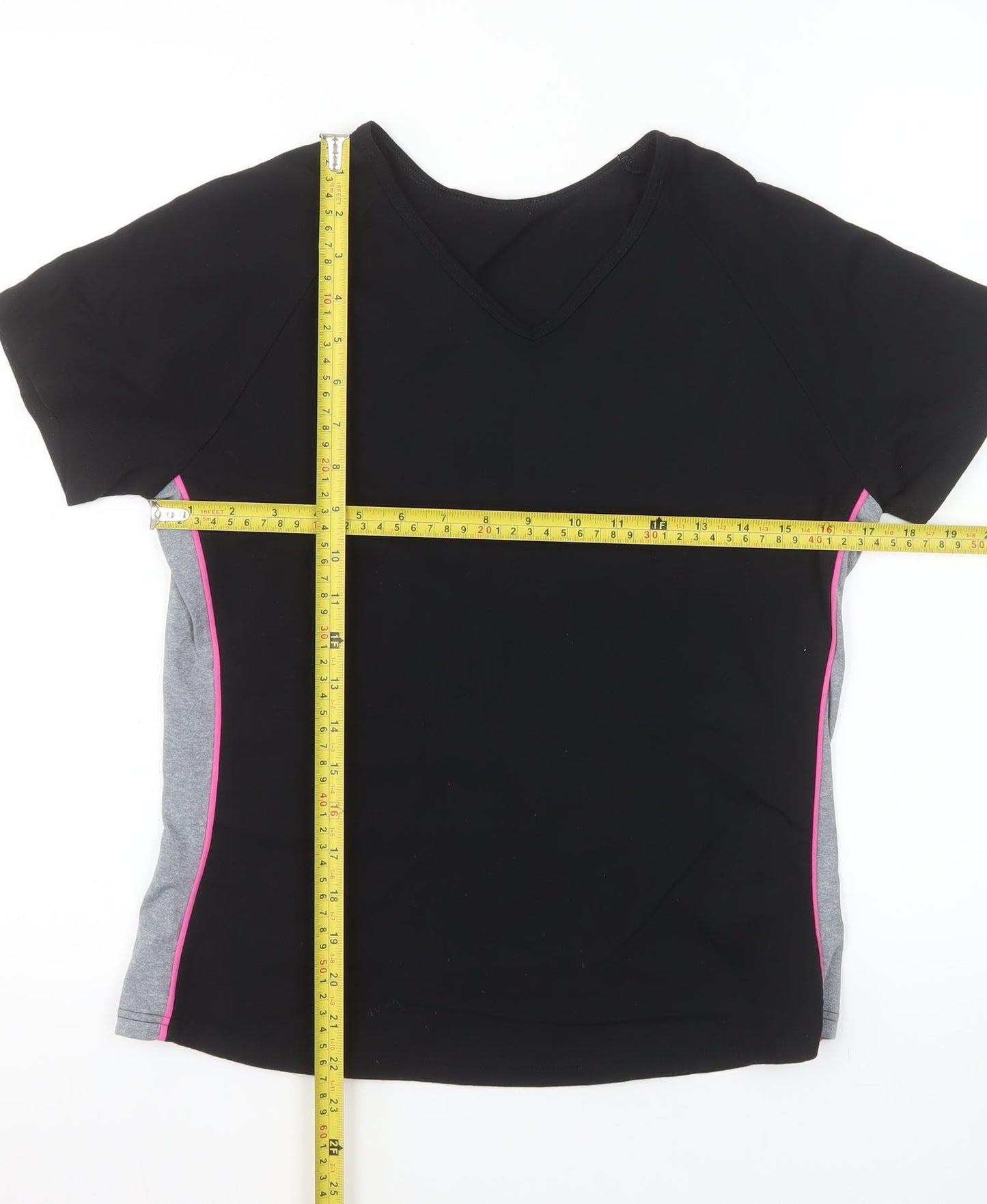 Marks and Spencer Women’s Black V-Neck Short Sleeve Stretch T-Shirt Size 14