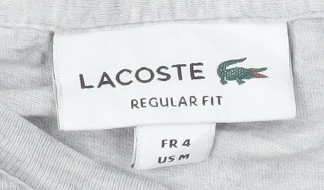 Lacoste Men's Grey Regular Fit Crew Neck Cotton T-Shirt Size M