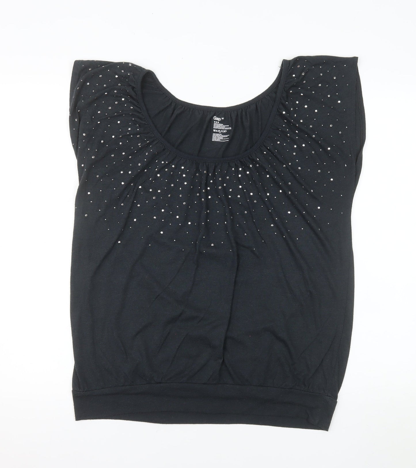 Gap Womens Black Rhinestone Scoop Neck Sleeveless T-Shirt Size M