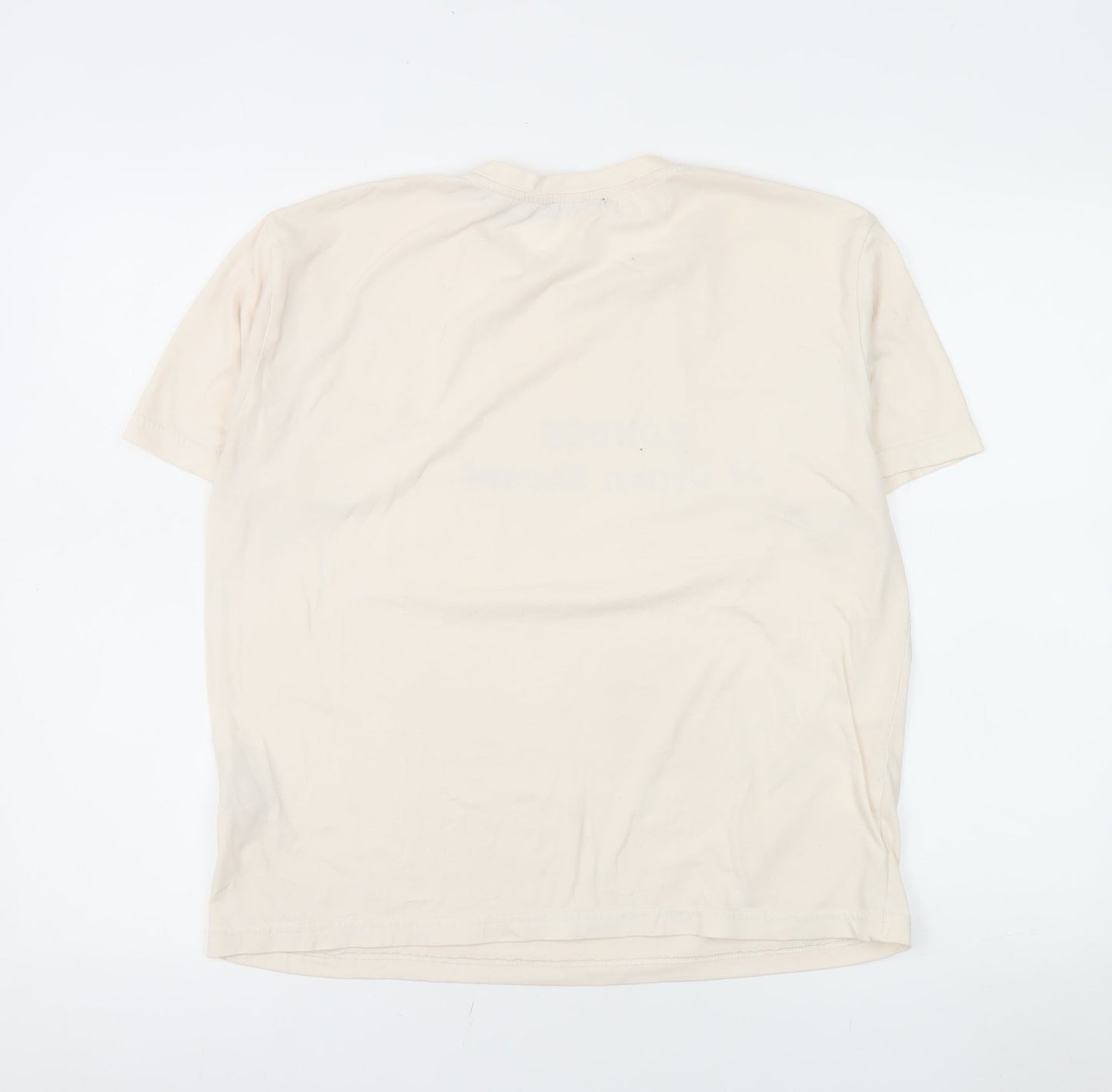 Zara Women Beige London Print Short Sleeve Basic T-Shirt M