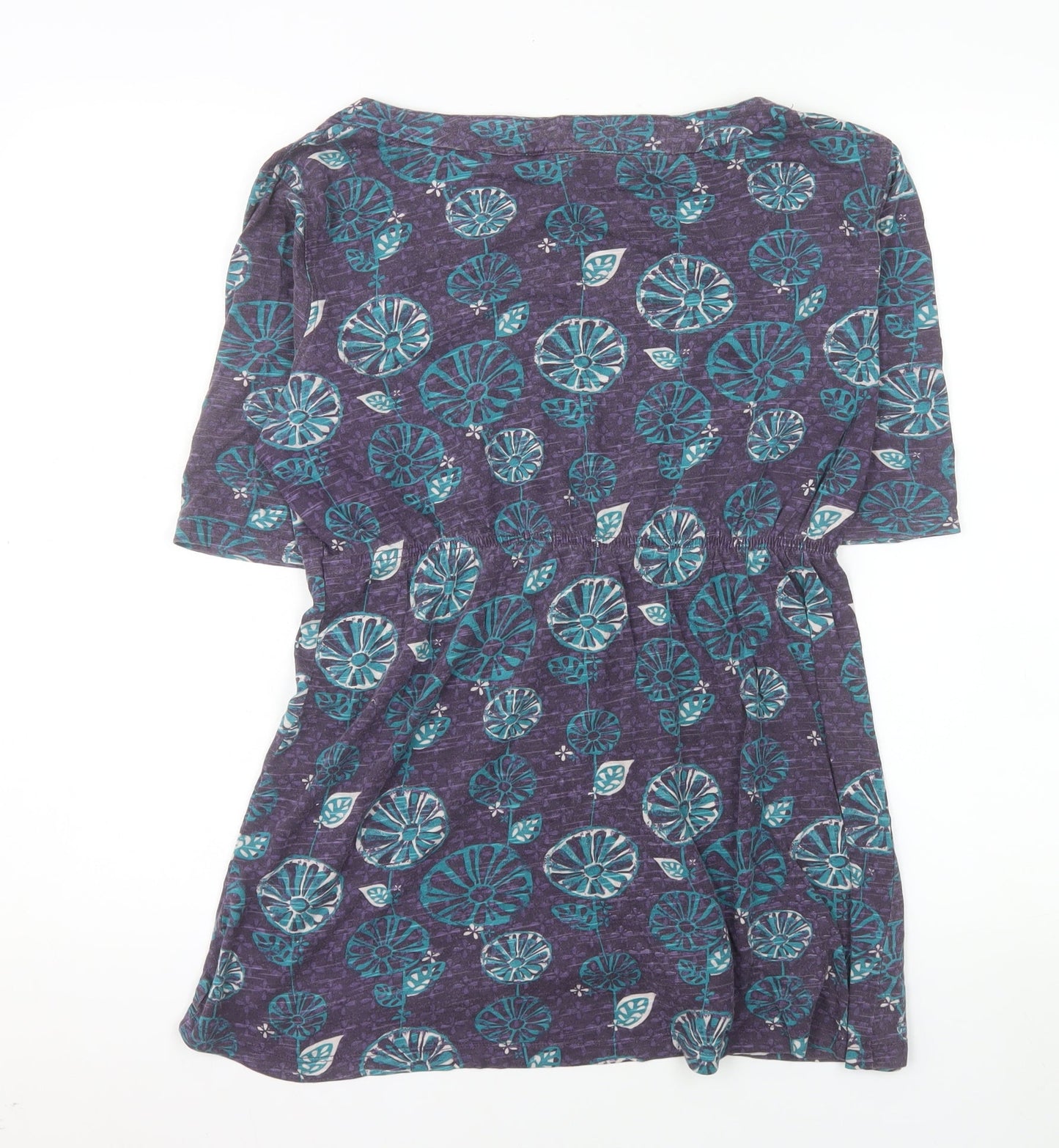 Weird Fish Womens Purple Floral Cotton Tunic Blouse Size 12