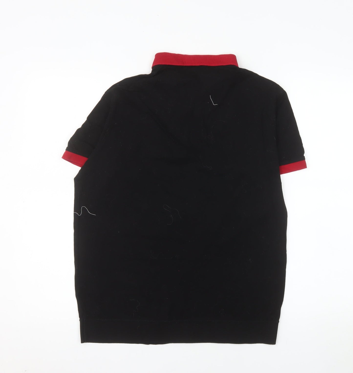 Jameson Carter Men's Black & Red 1/4 Zip Cotton Polo Shirt S