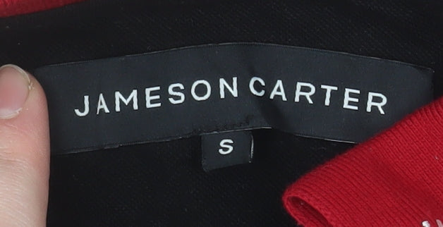 Jameson Carter Men's Black & Red 1/4 Zip Cotton Polo Shirt S