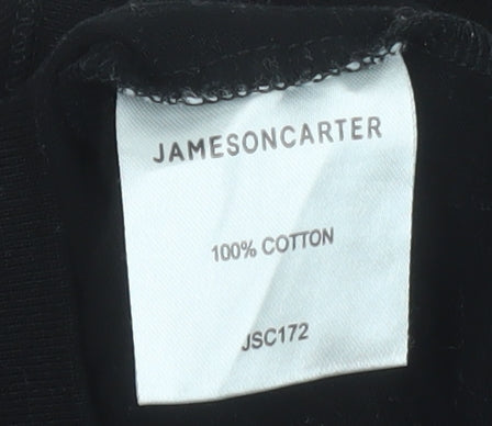 Jameson Carter Men's Black & Red 1/4 Zip Cotton Polo Shirt S