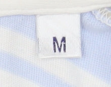 James Meade Women Blue White Striped Cotton Polo Shirt M