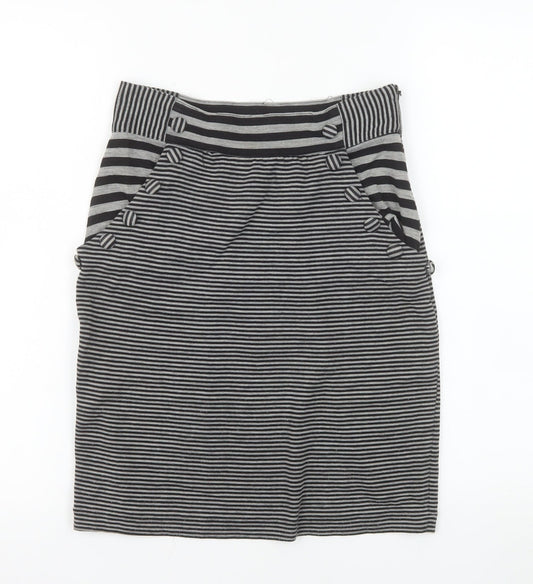 Silence + Noise Women’s Grey Striped Pencil Skirt XS