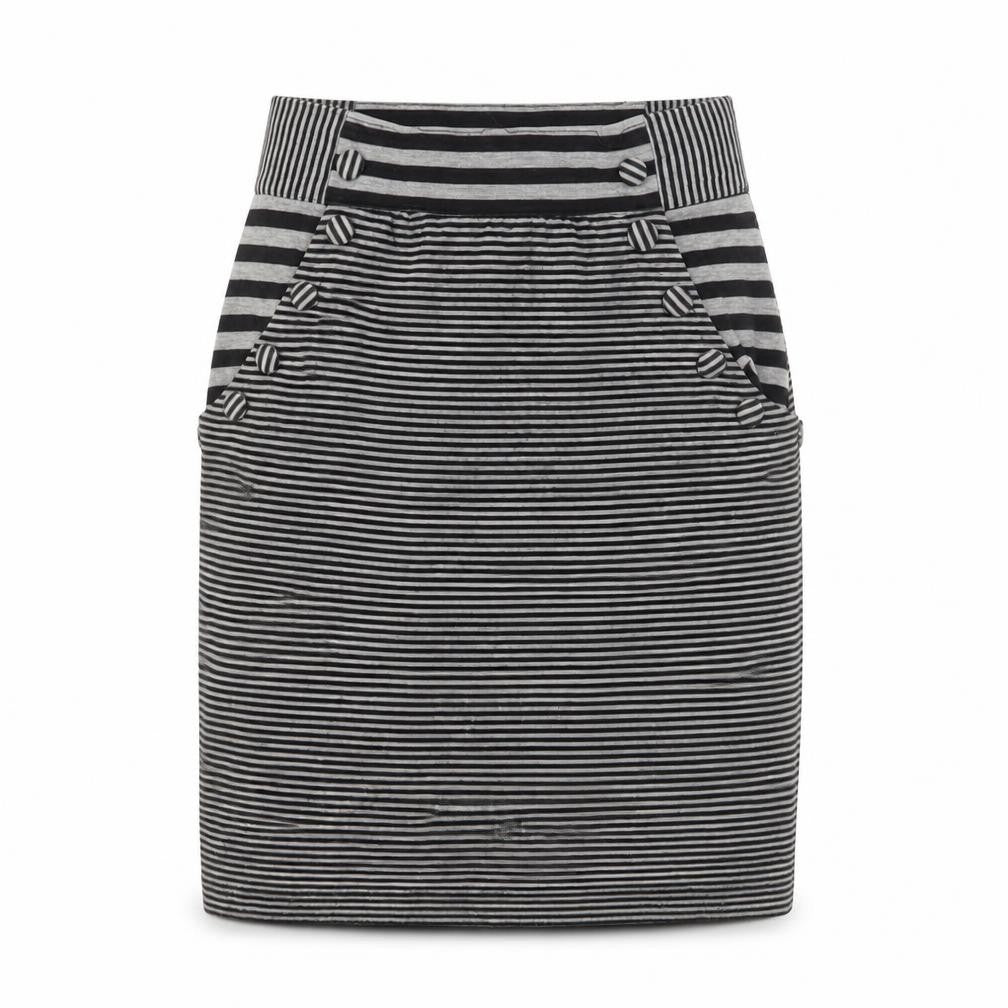 Silence + Noise Women’s Grey Striped Pencil Skirt XS