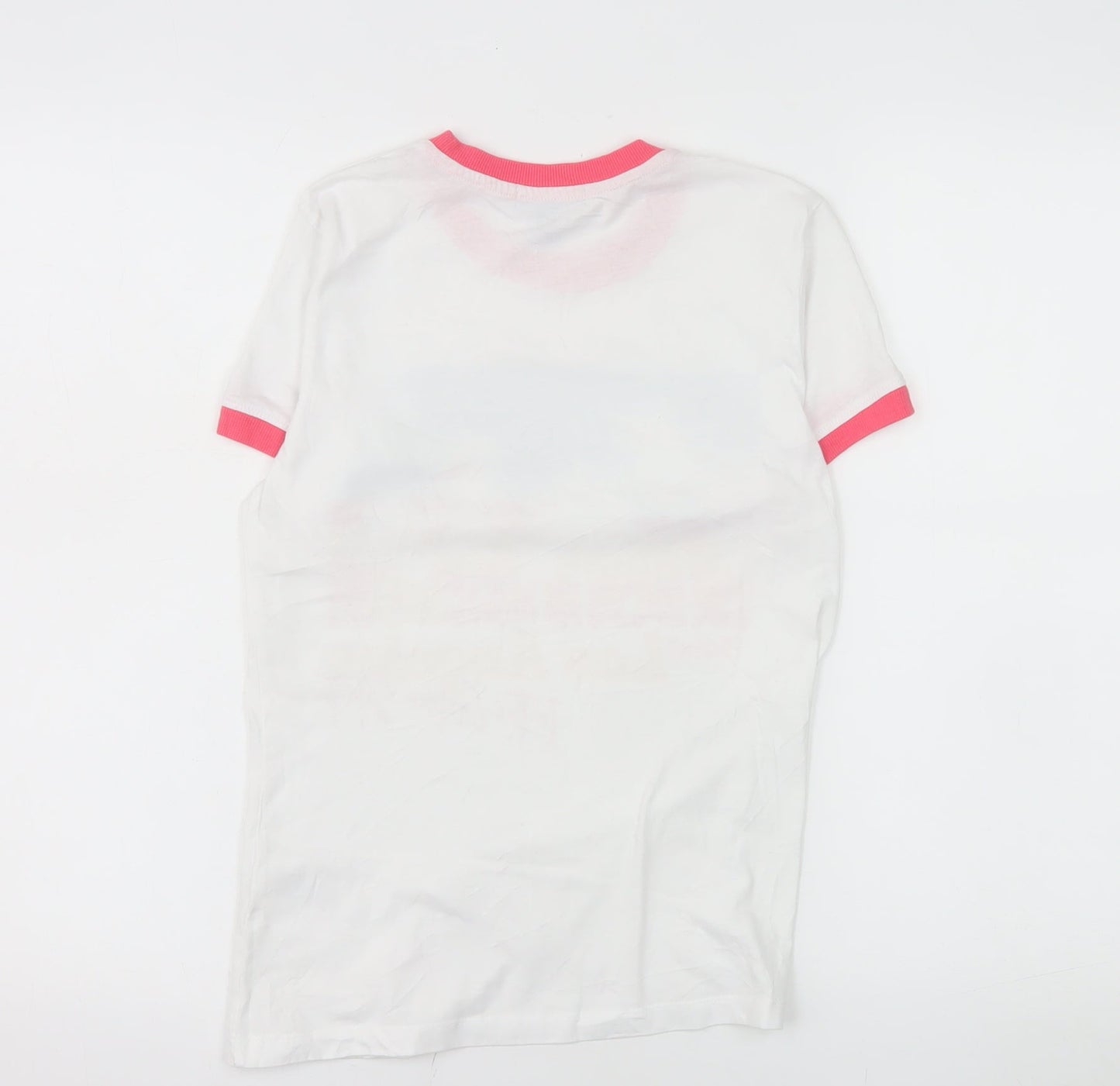 Brave Soul Womens White Ringer T-Shirt XS Beach Print Summer Top