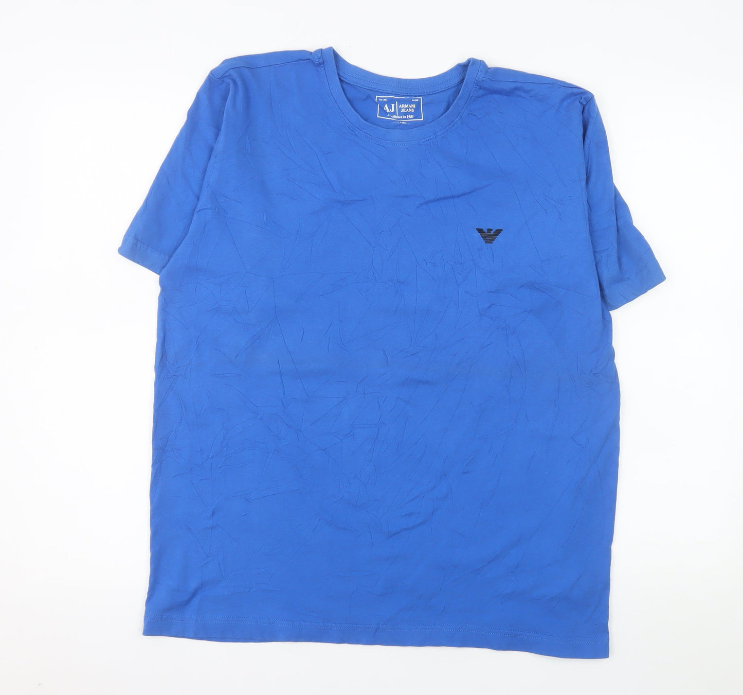 Armani Jeans Men's Blue Crew Neck Short Sleeve T-Shirt XL Cotton