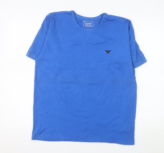 Armani Jeans Men's Blue Crew Neck Short Sleeve T-Shirt XL Cotton