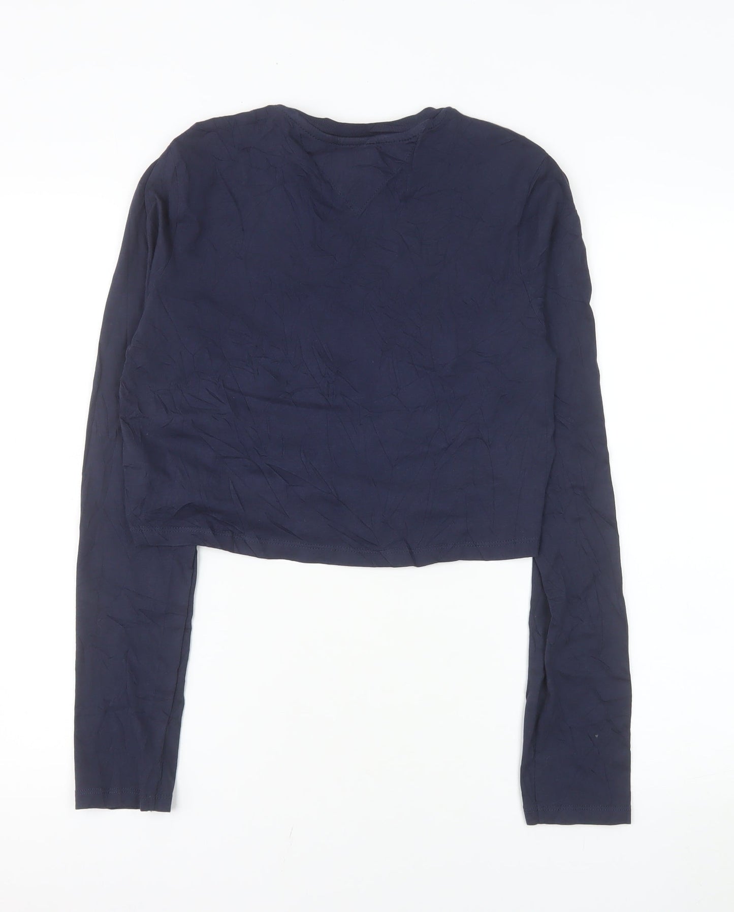 Tommy Jeans Women's Blue Cropped Long Sleeve T-Shirt Size L