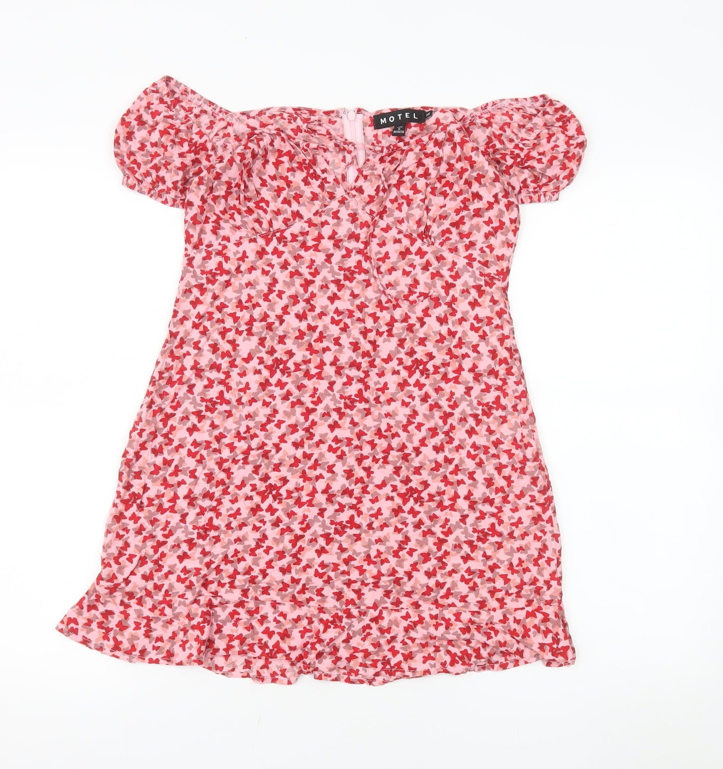 Motel Women’s Pink Floral Puff Sleeve Mini Dress XS