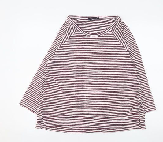 Marks and Spencer Women’s Plum Striped 3/4 Sleeve Jersey T-Shirt UK 16