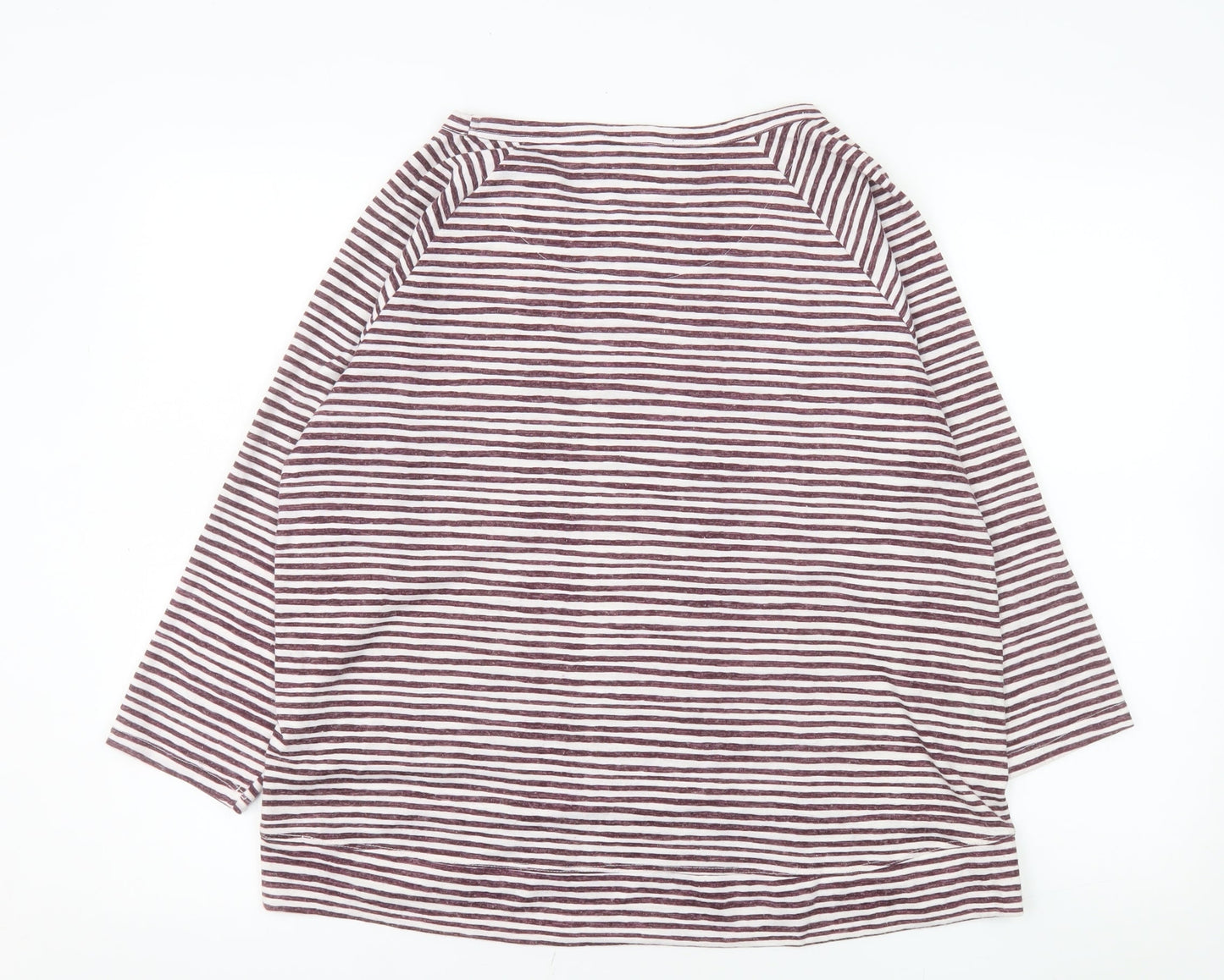 Marks and Spencer Women’s Plum Striped 3/4 Sleeve Jersey T-Shirt UK 16