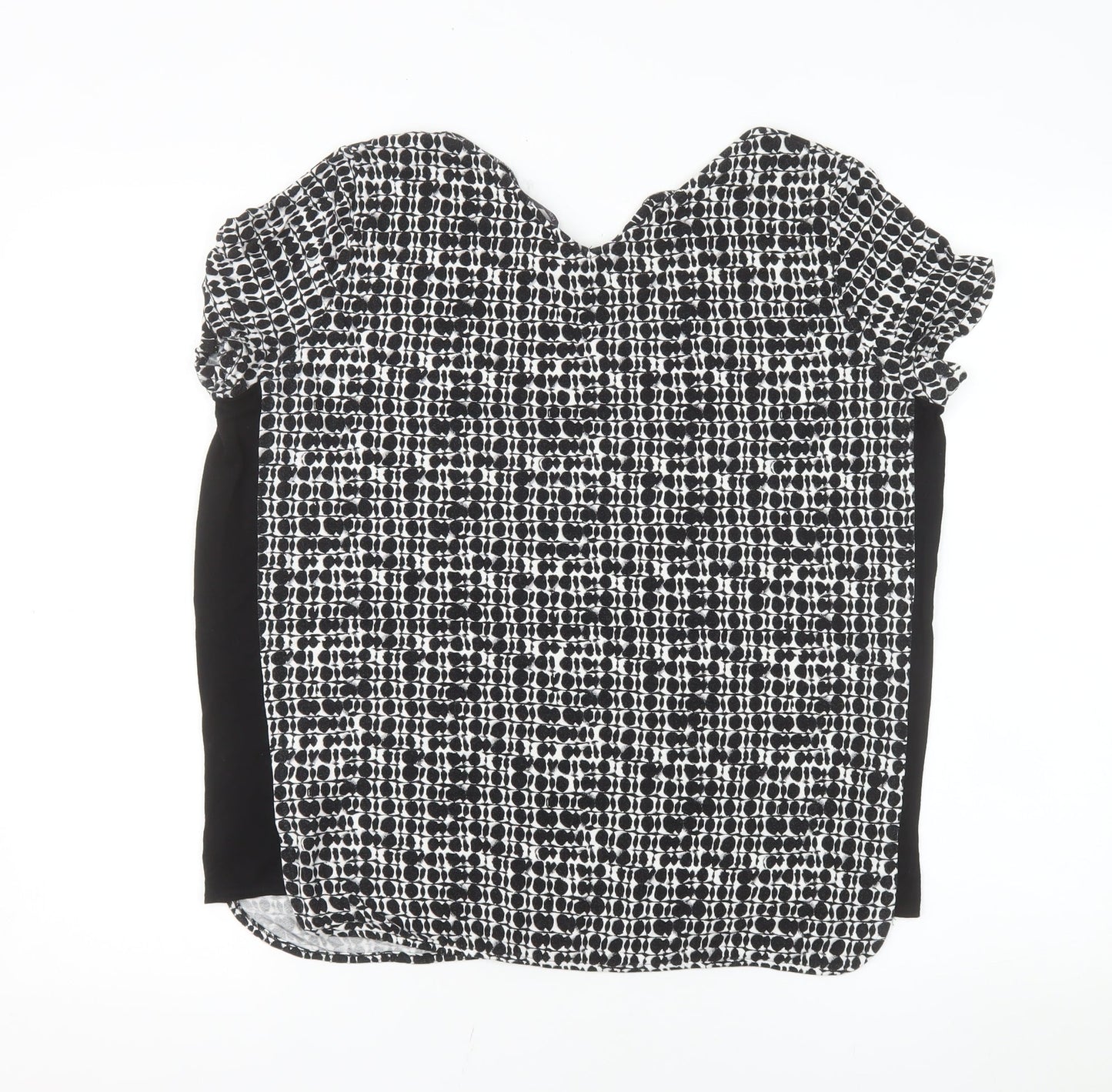 Marks and Spencer Women's Black Geometric T-Shirt Size 14 Viscose Stretch Top